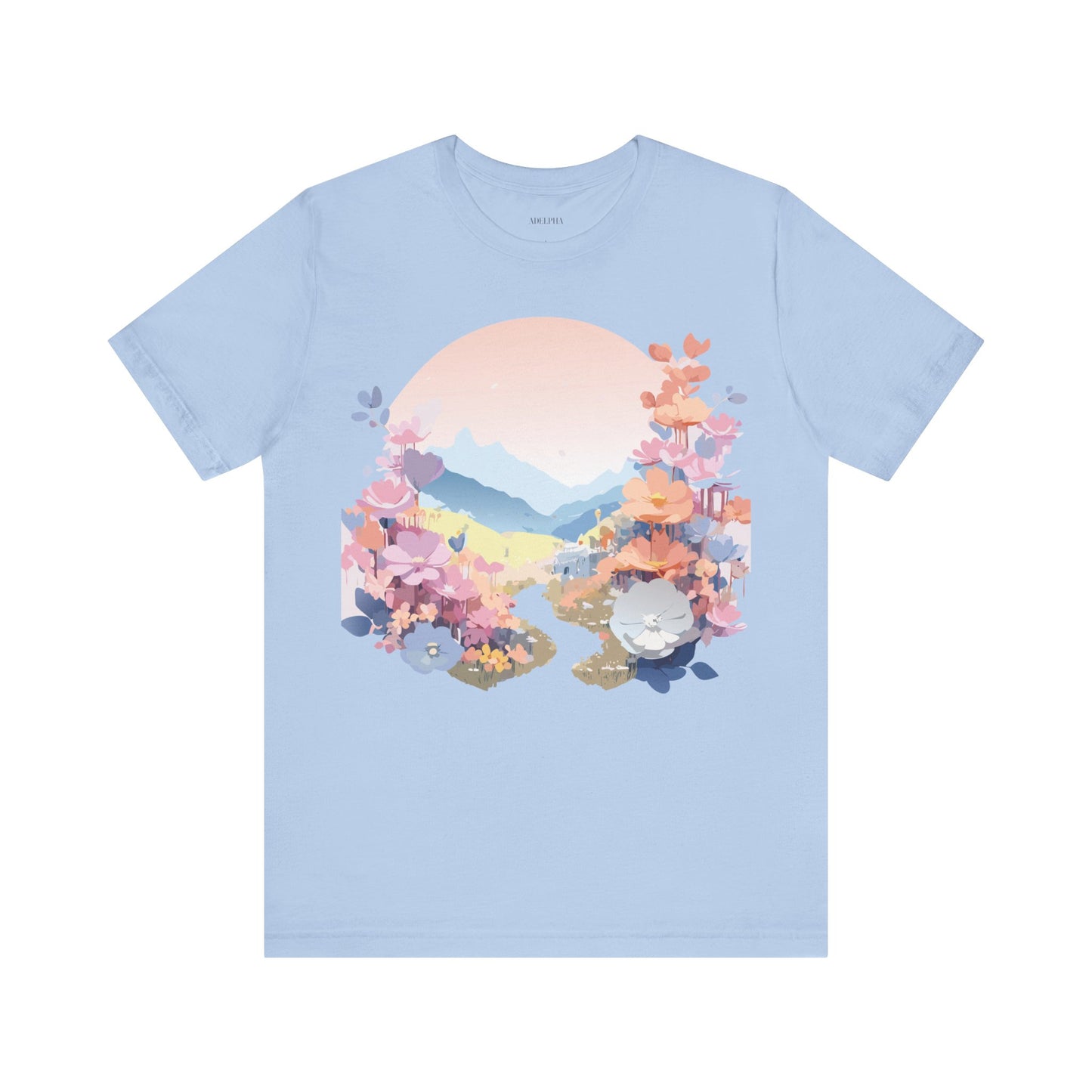 Natural Cotton Tee Shirt with Flowers