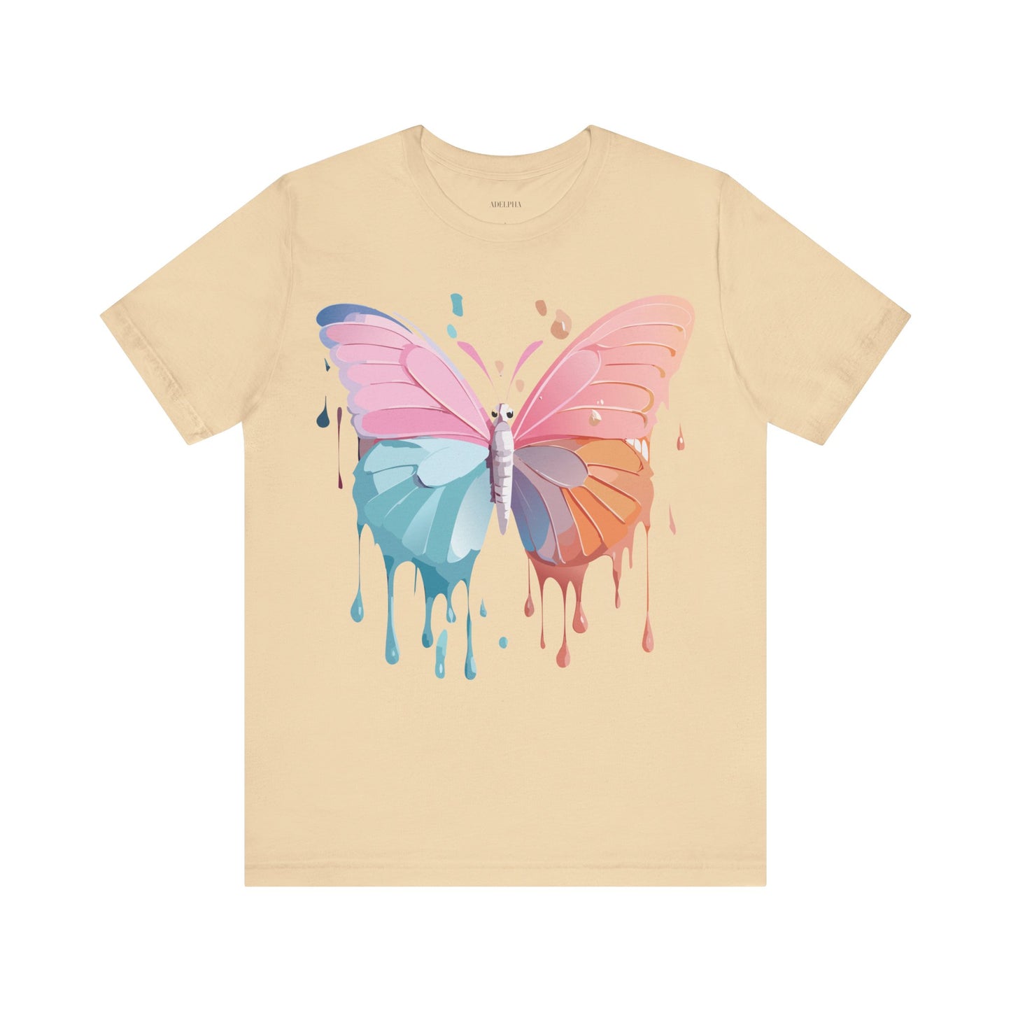 Natural Cotton Tee Shirt with Butterfly