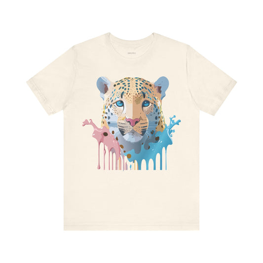 Natural Cotton Tee Shirt with Cheetah