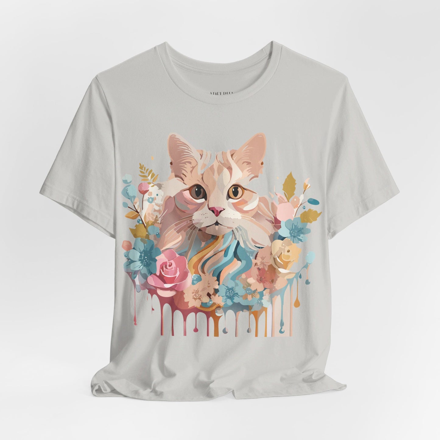 Natural Cotton Tee Shirt with Cat