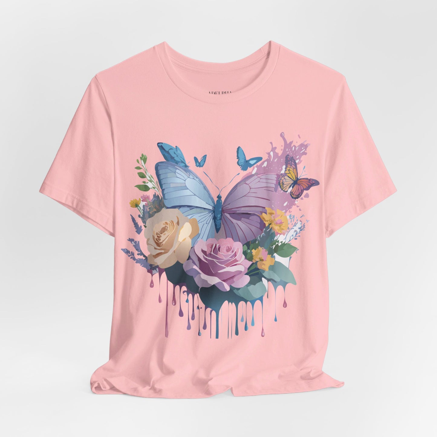 Natural Cotton Tee Shirt with Butterfly