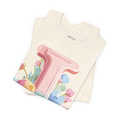 Natural Cotton Tee Shirt - Letters Collection - I Printify