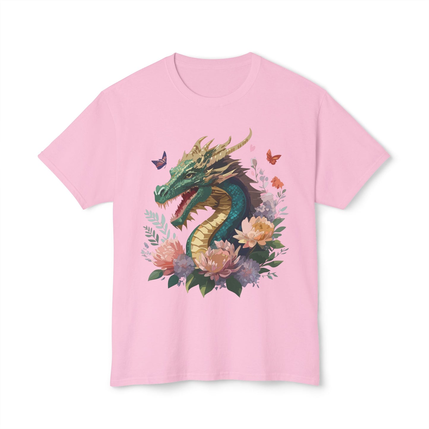Dragon T-Shirt, Vintage Dragon Tee, Floral Tees, Dragon Art Design Shirt, Tee Shirt with Dragon 3