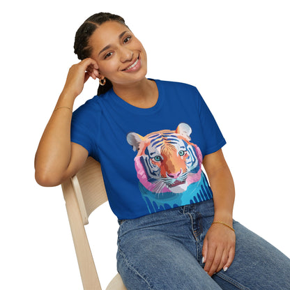 Tiger Print Unisex Softstyle Breathable Cotton Tee 64000 Gildan Shirt