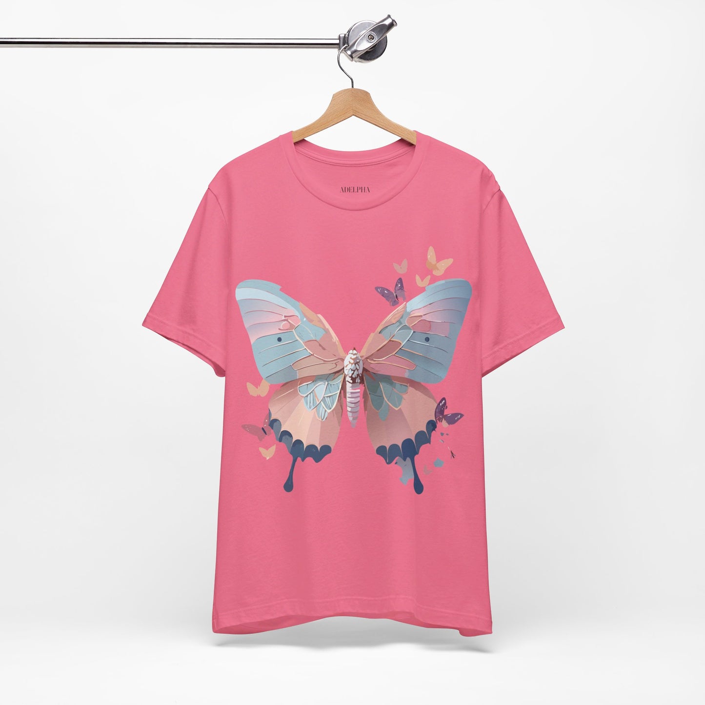 Natural Cotton Tee Shirt with Butterfly