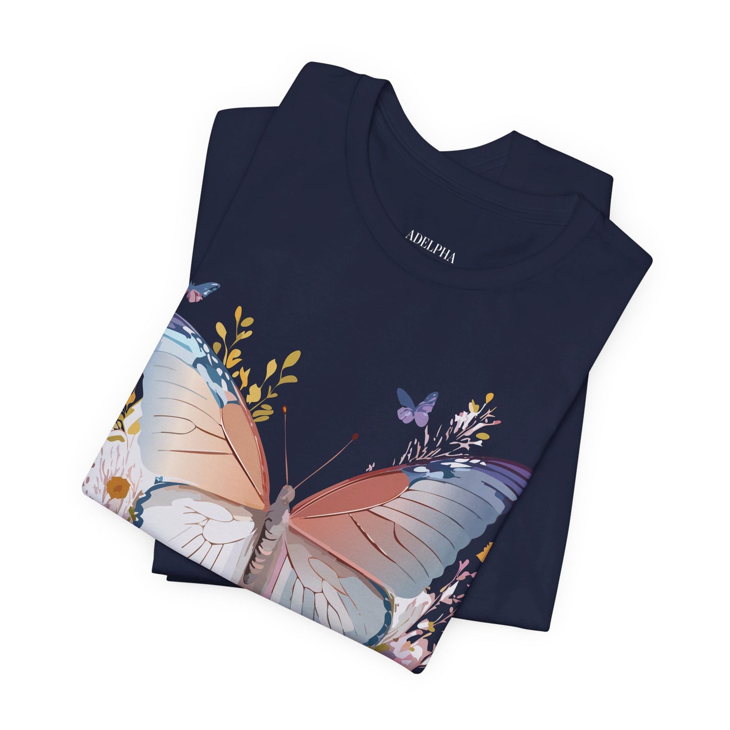 Natural Cotton Tee Shirt with Butterfly