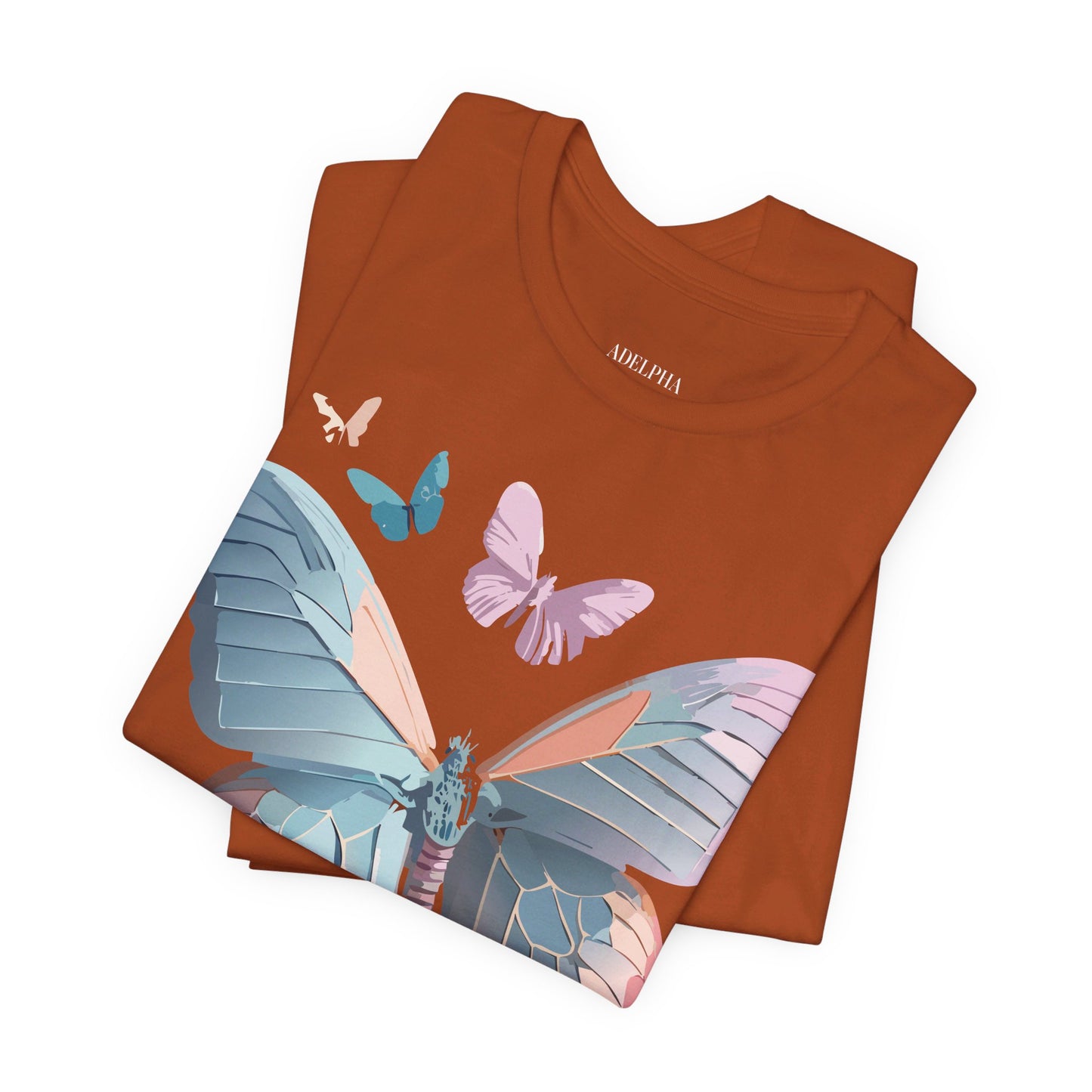 Natural Cotton Tee Shirt with Butterfly