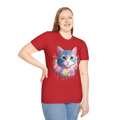Cat Shirt Unisex Cat Tee Kitten Print Gildan Softstyle 64000