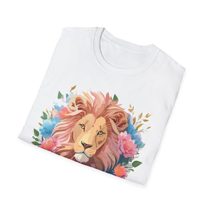 Lion Shirt Unisex Floral Lion Tee 100 Percent Cotton Softstyle Gildan 64000