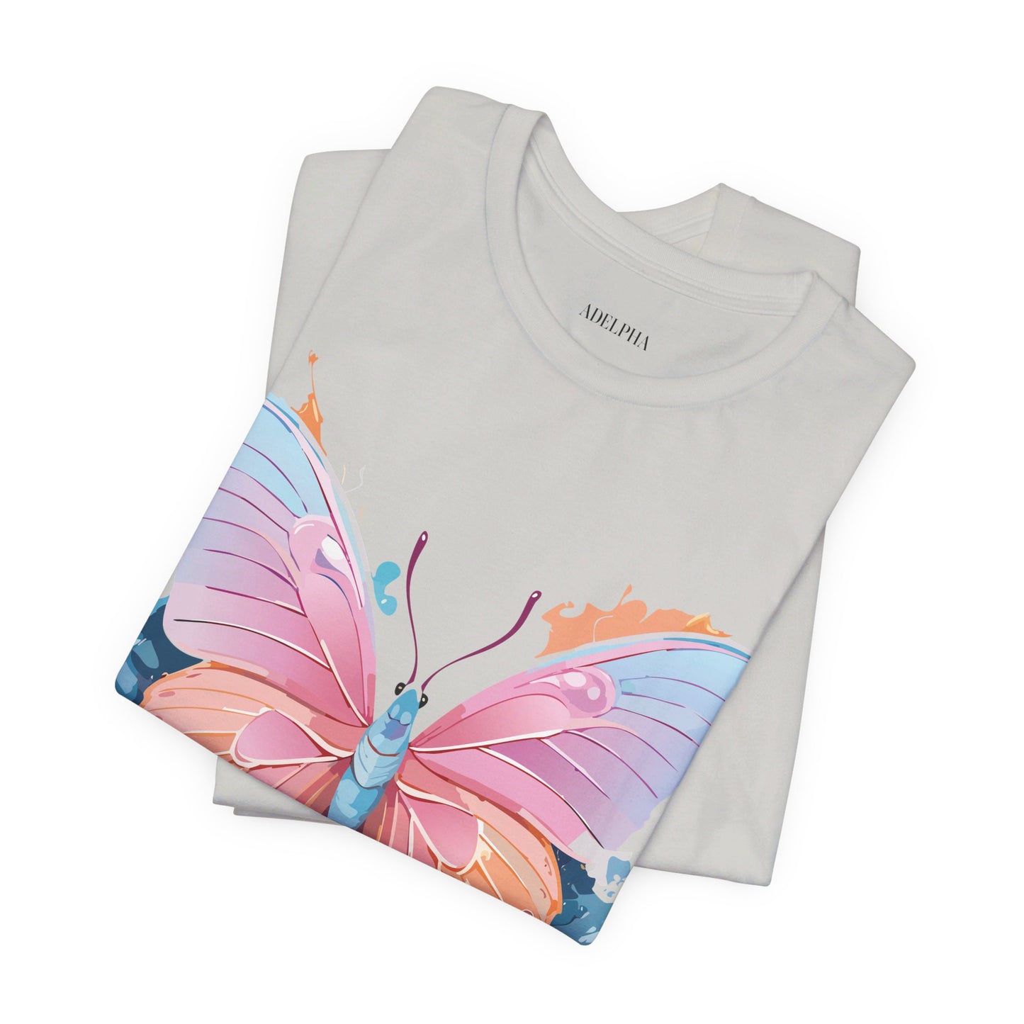 Natural Cotton Tee Shirt with Butterfly