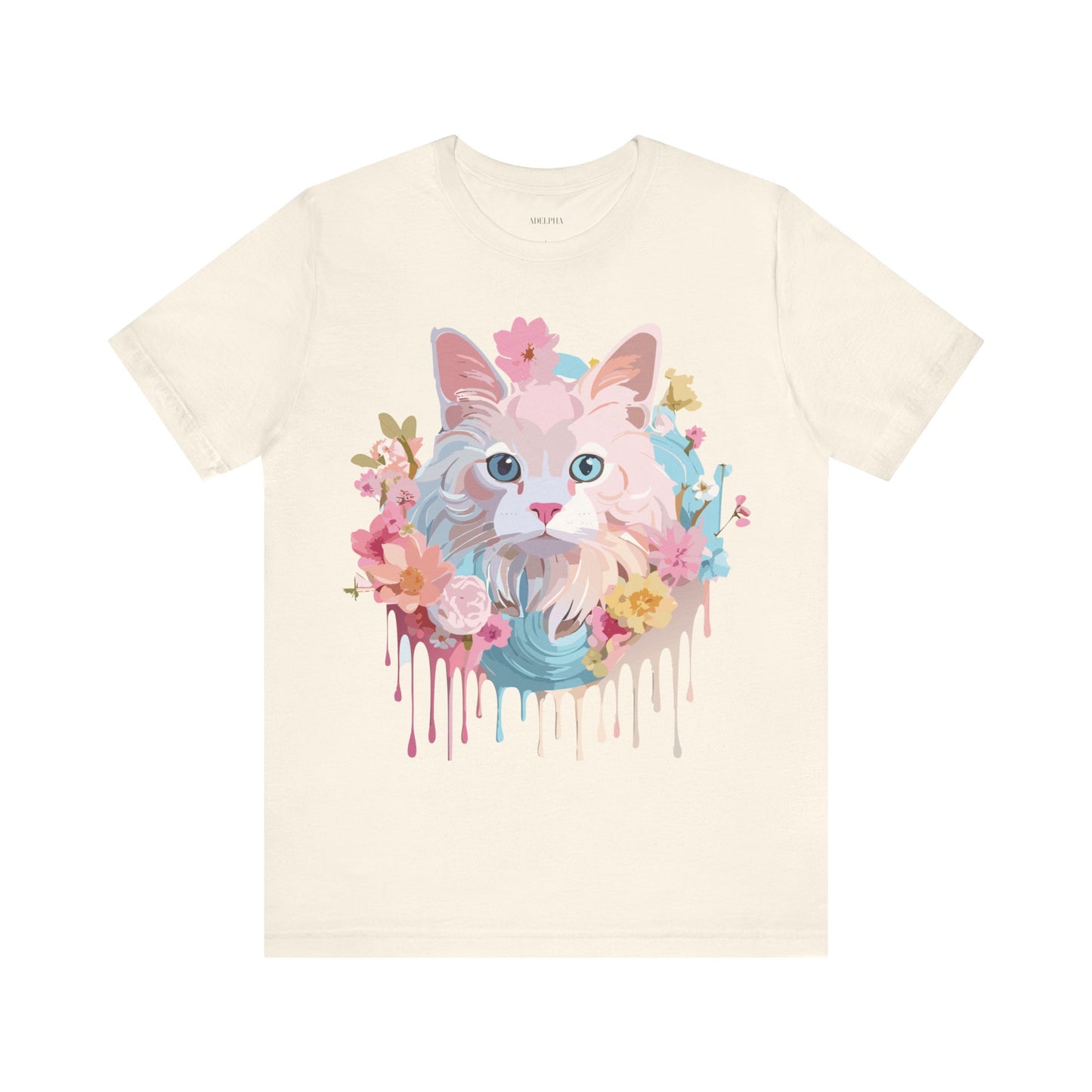 Natural Cotton Tee Shirt with Cat