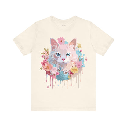 Natural Cotton Tee Shirt with Cat Printify