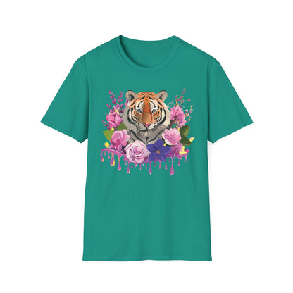 Tiger Print Shirt Unisex Animal Tee Softstyle Gildan 64000 Cotton