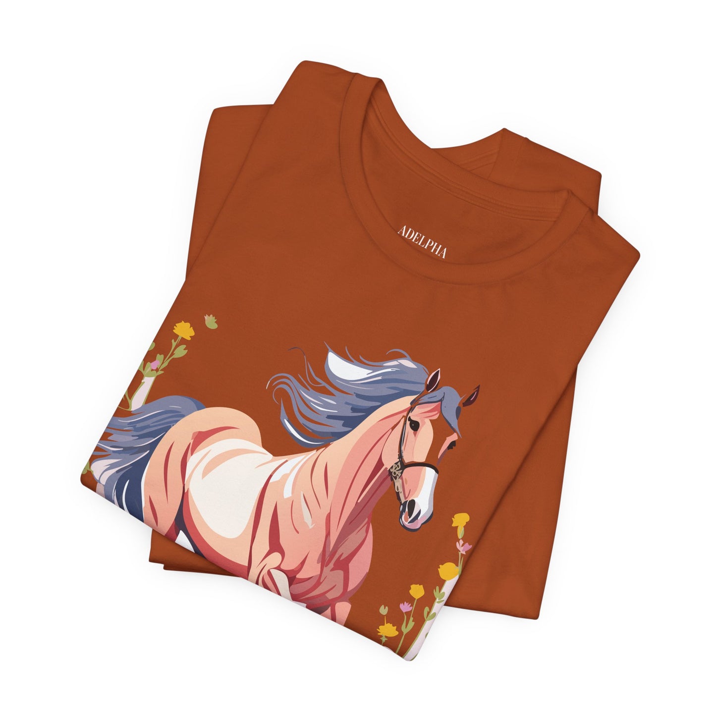 Natural Cotton Tee Shirt with Horse