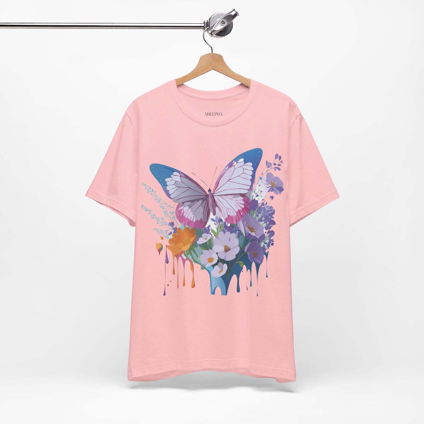 Natural Cotton Tee Shirt with Butterfly