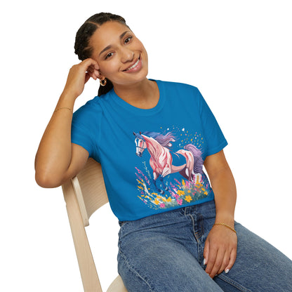 Horse Shirt Unisex Tee Animal Print Gildan Softstyle 64000 Ring Spun Cotton