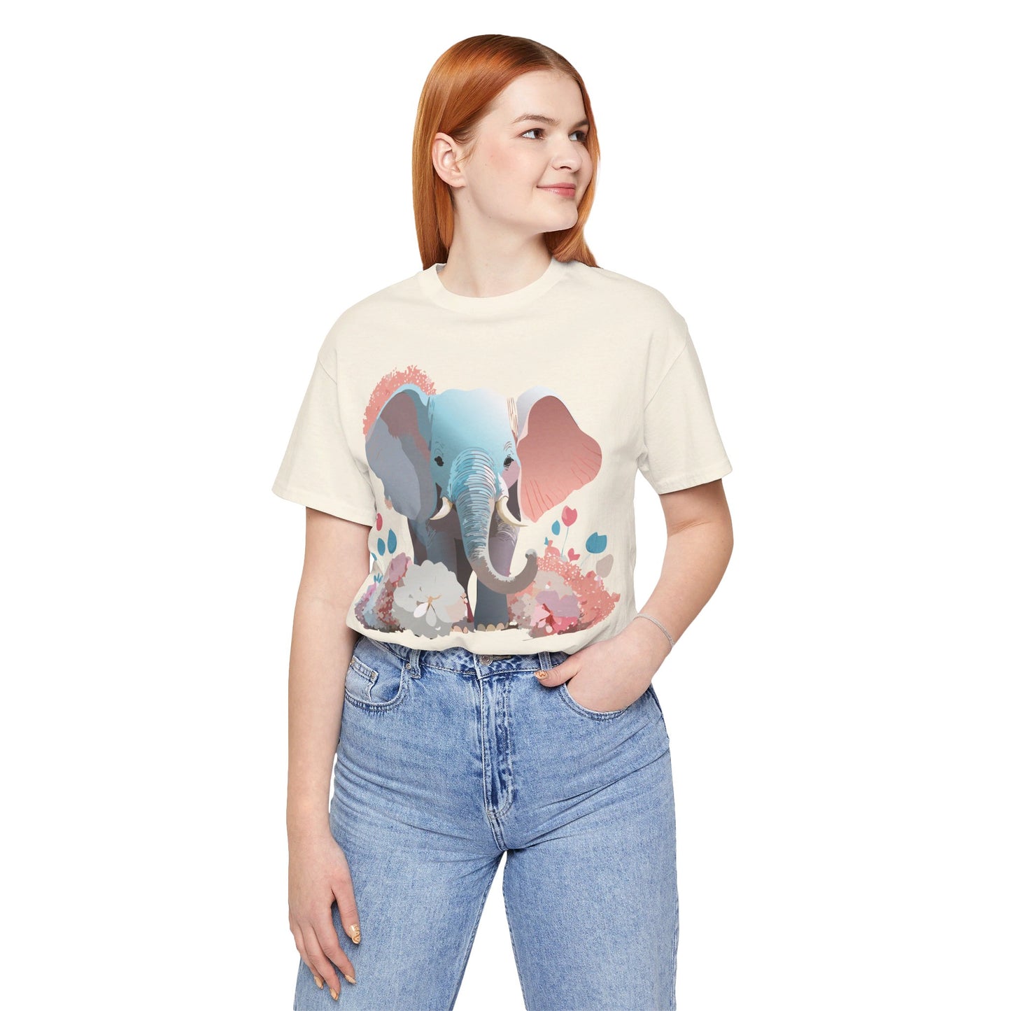 T-Shirt aus natürlicher Baumwolle mit Elefant