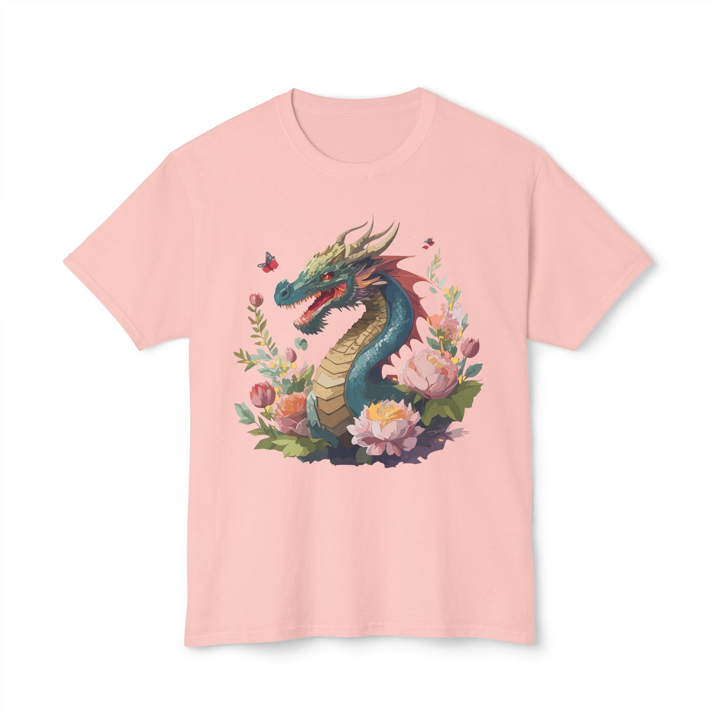 Dragon T-Shirt, Vintage Dragon Tee, Floral Tees, Dragon Art Design Shirt, Tee Shirt with Dragon 8