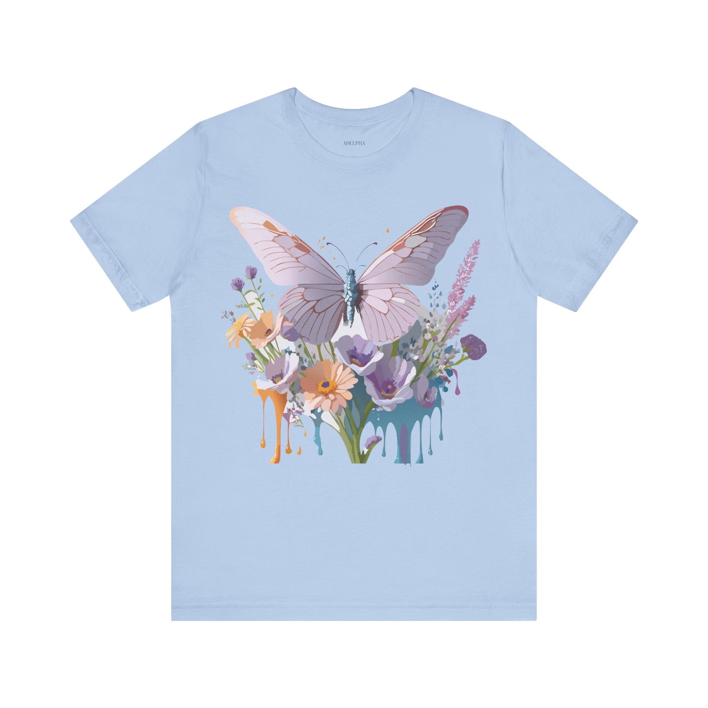 Natural Cotton Tee Shirt with Butterfly