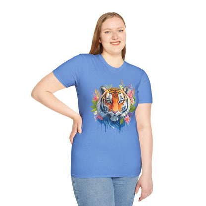 Tiger Print Unisex Gildan Softstyle Tee 64000 100 Percent Ring Spun Cotton