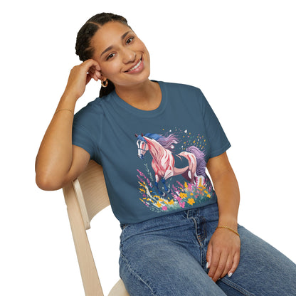 Horse Shirt Unisex Tee Animal Print Gildan Softstyle 64000 Ring Spun Cotton