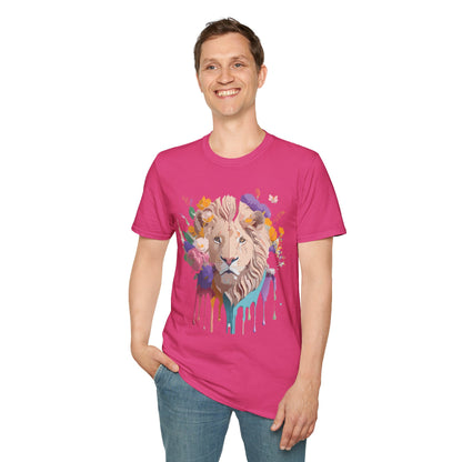 Unisex Lion Shirt Floral Lion Tee Softstyle 64000 Gildan Cotton Tee