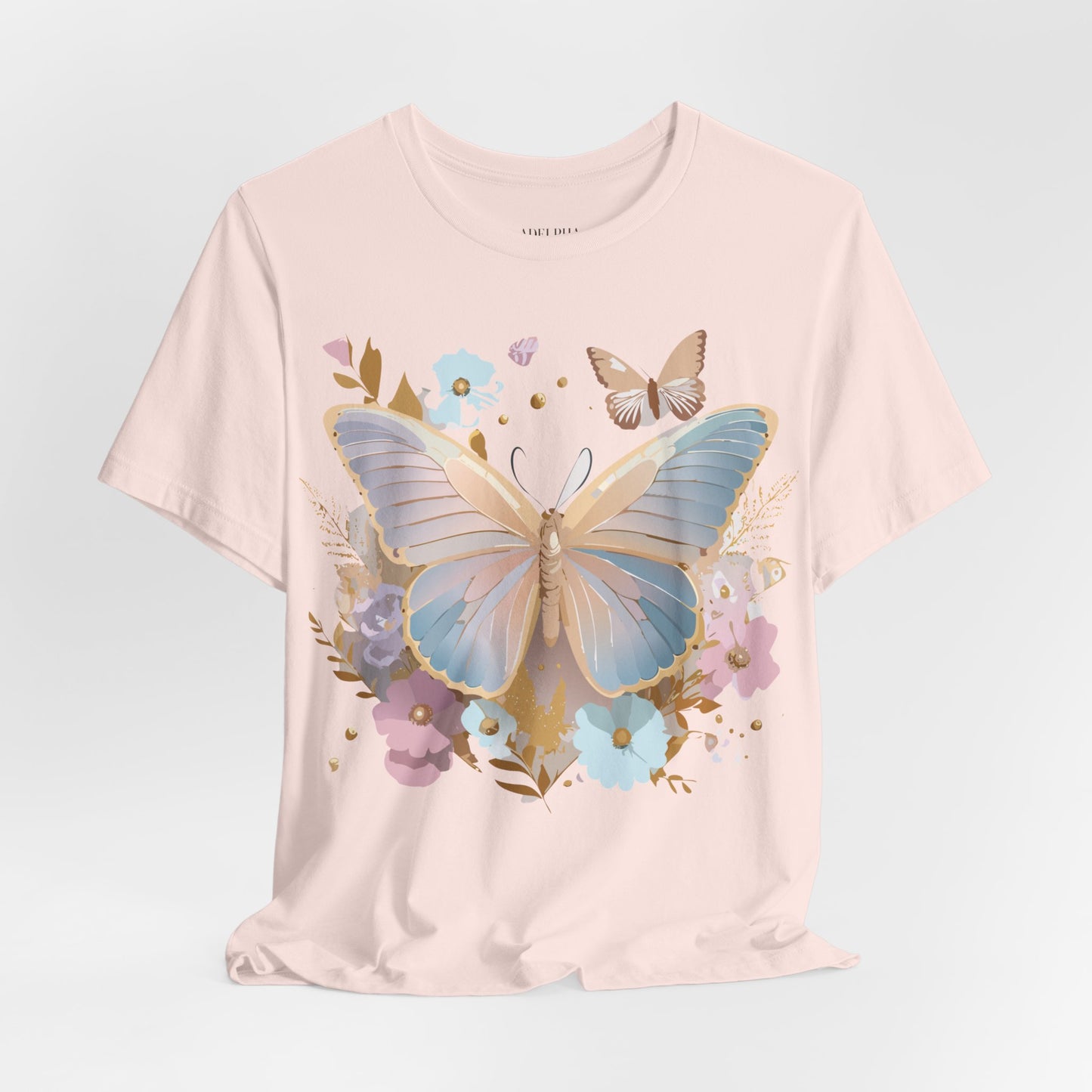 Natural Cotton Tee Shirt with Butterfly