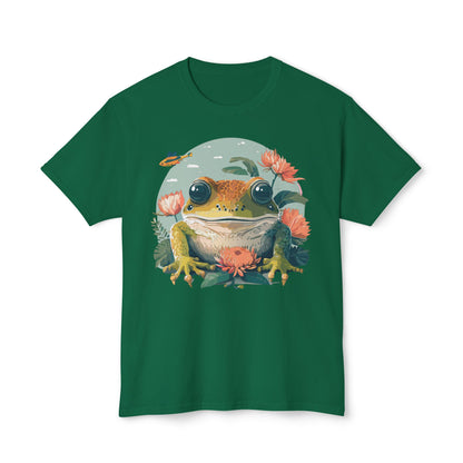 Vintage Frog Art T Shirt With Floral Full Color Print Unisex Tee