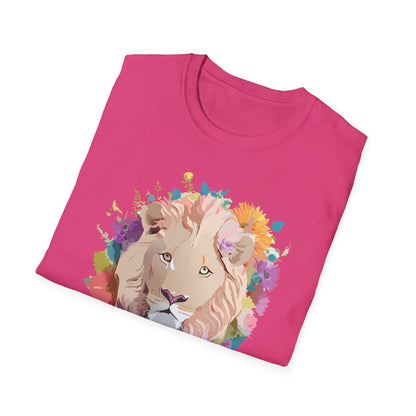 Unisex Lion Shirt Floral Lion Tee Softstyle Gildan 64000 100 Percent Cotton