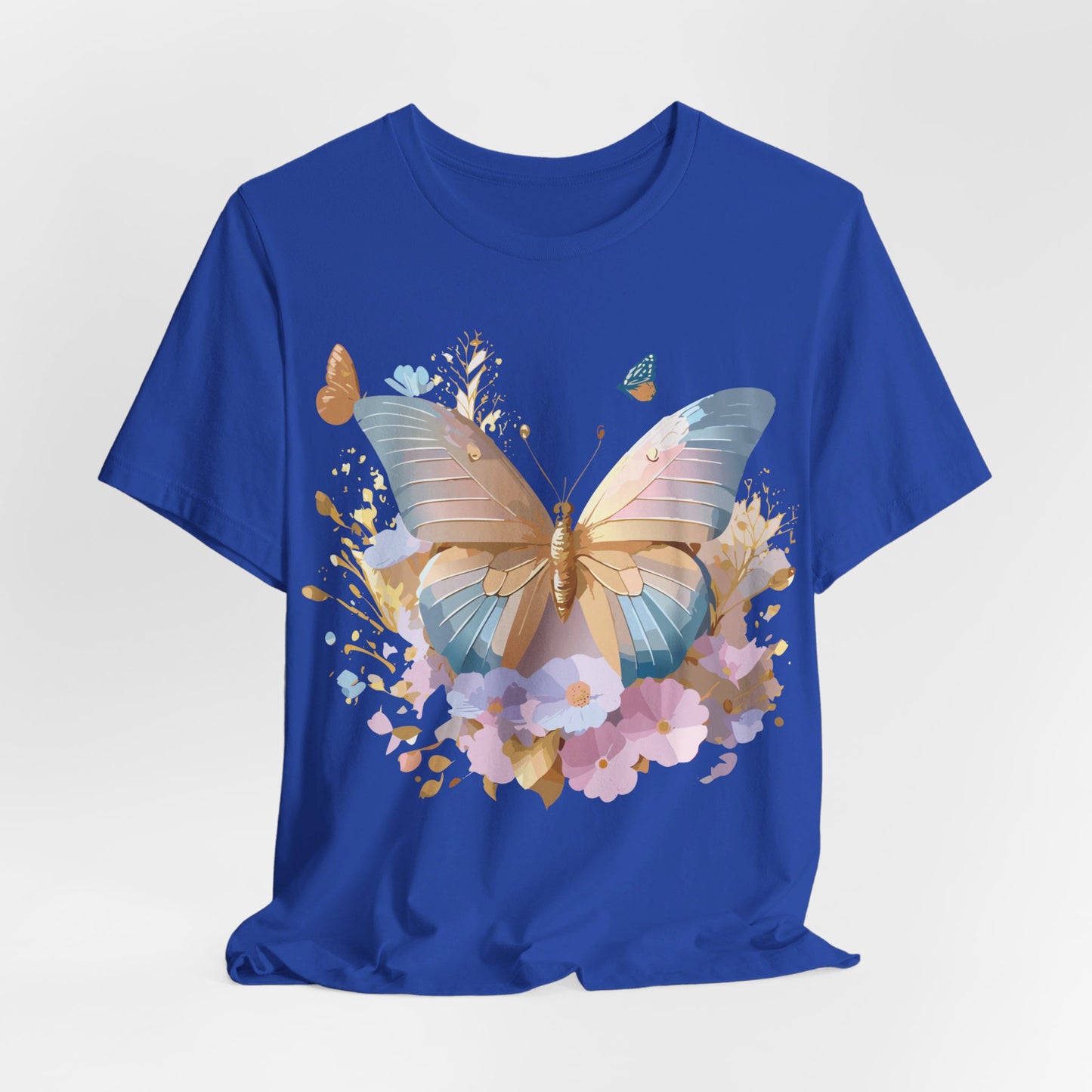 Natural Cotton Tee Shirt with Butterfly