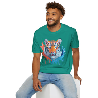 Unisex Tiger Tee Gildan Softstyle Animal Print Shirt Ring Spun Cotton