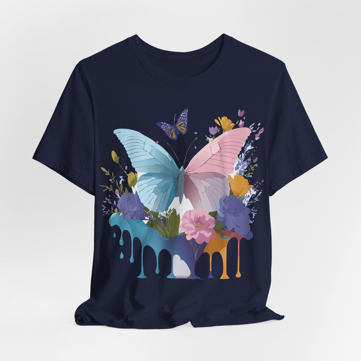 Natural Cotton Tee Shirt with Butterfly