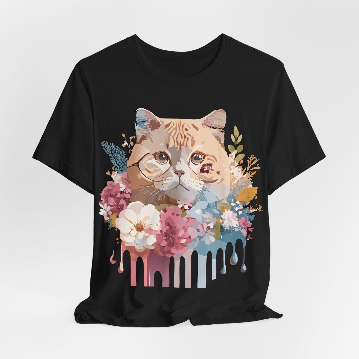 Natural Cotton Tee Shirt with Cat