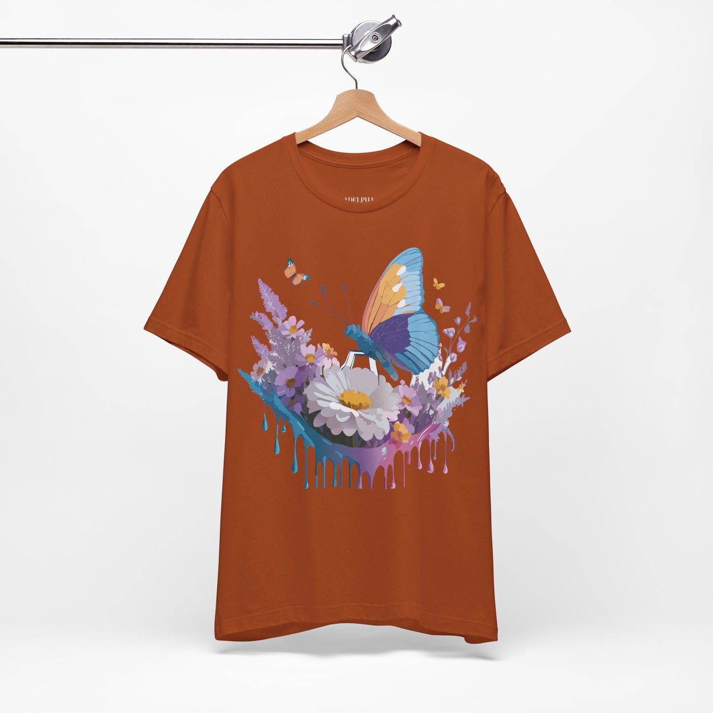 Natural Cotton Tee Shirt with Butterfly