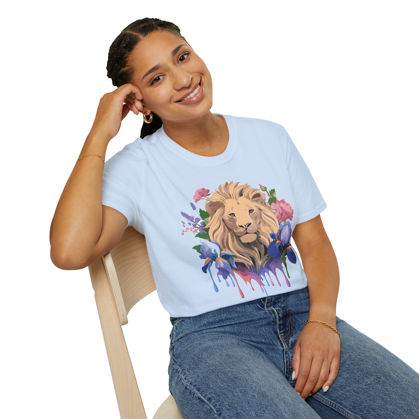 Lion Shirt, Shirt with Lion, Floral Lion Tee, Shirt with Animals