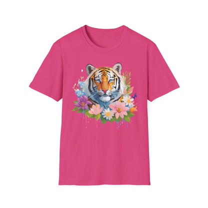 Tiger Print Unisex Softstyle T Shirt 100 Percent Ring Spun Cotton Tee