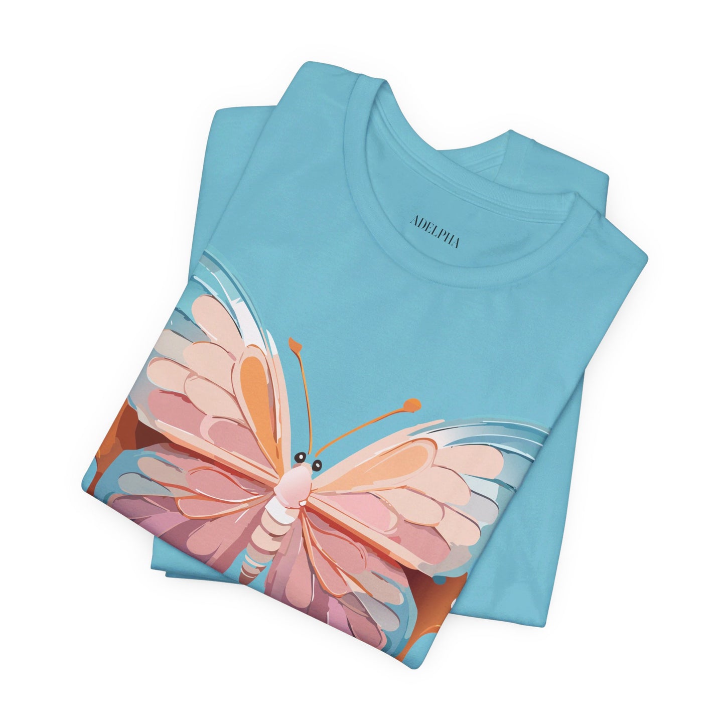 Natural Cotton Tee Shirt with Butterfly