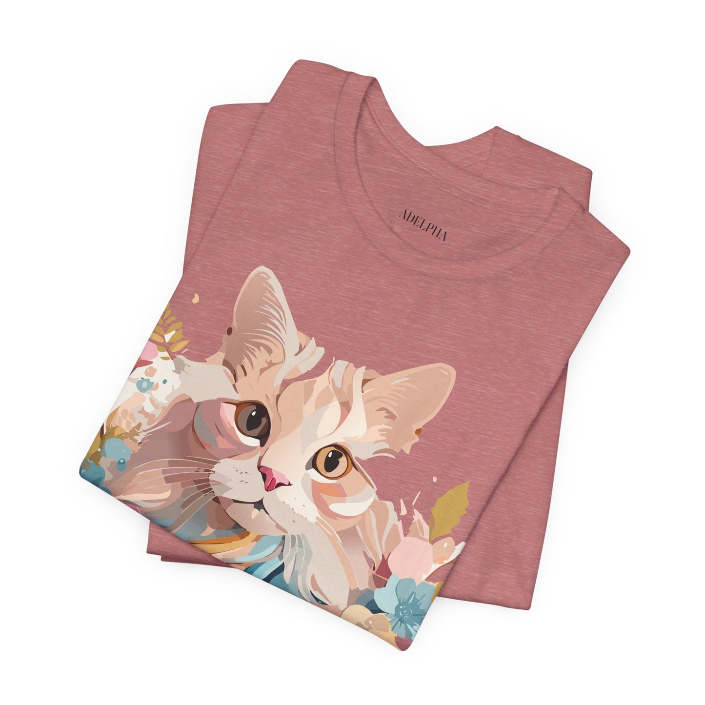 Natural Cotton Tee Shirt with Cat