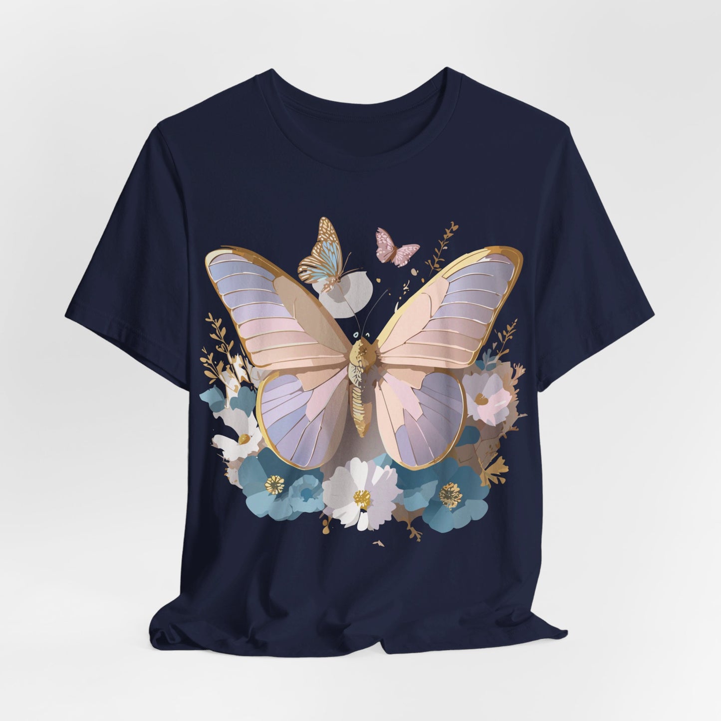 Natural Cotton Tee Shirt with Butterfly