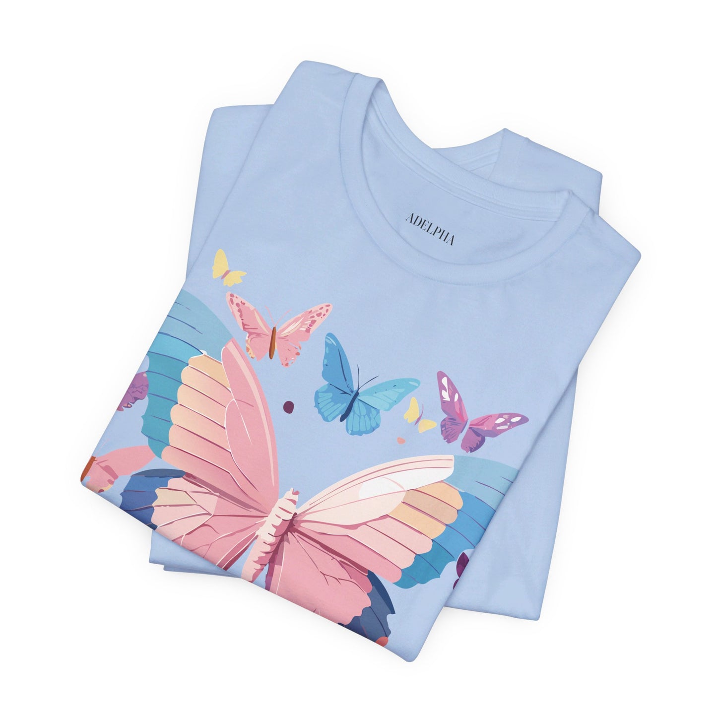 Natural Cotton Tee Shirt with Butterfly