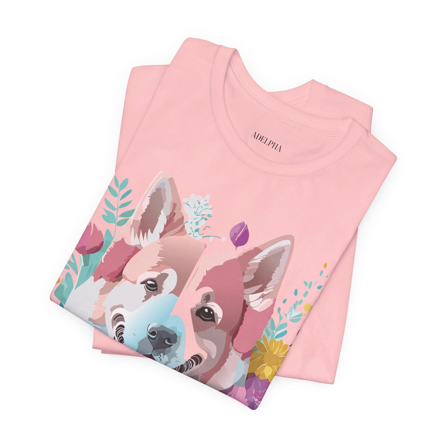 Natural Cotton Tee Shirt with Dog