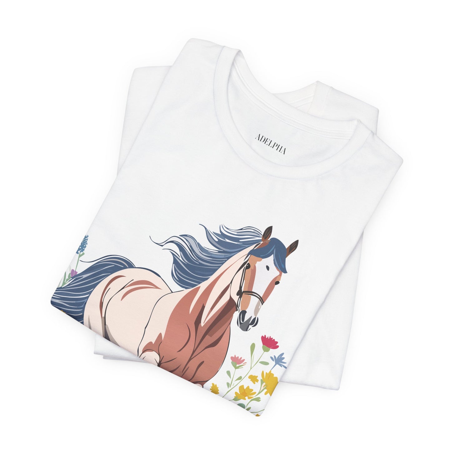 Natural Cotton Tee Shirt with Horse