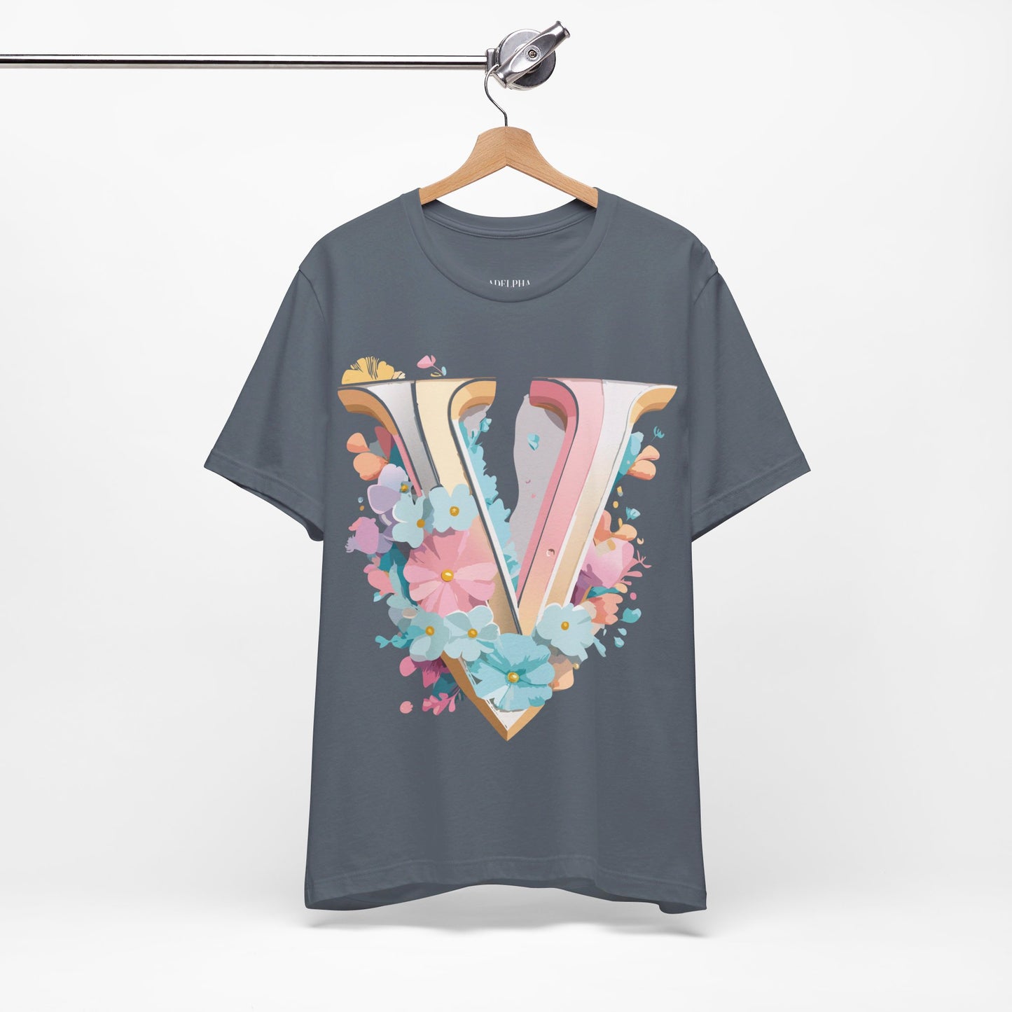 T-Shirt aus natürlicher Baumwolle – Letters Collection – V