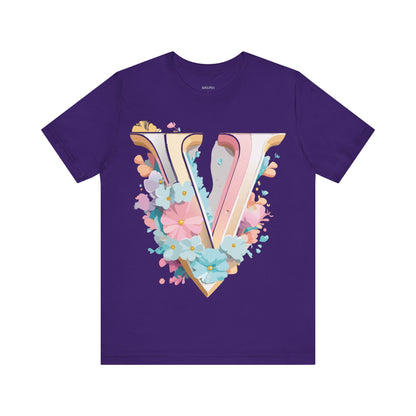 Natural Cotton Tee Shirt - Letters Collection - V Printify