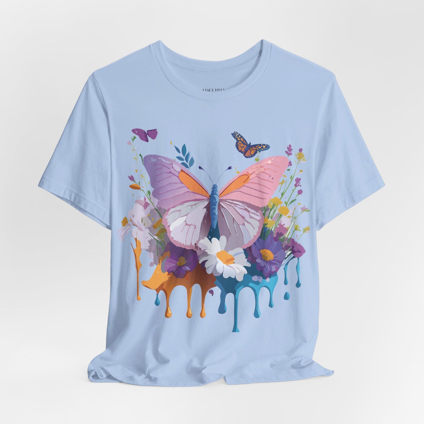 Natural Cotton Tee Shirt with Butterfly