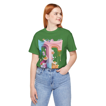 Natural Cotton Tee Shirt - Letters Collection - T Printify