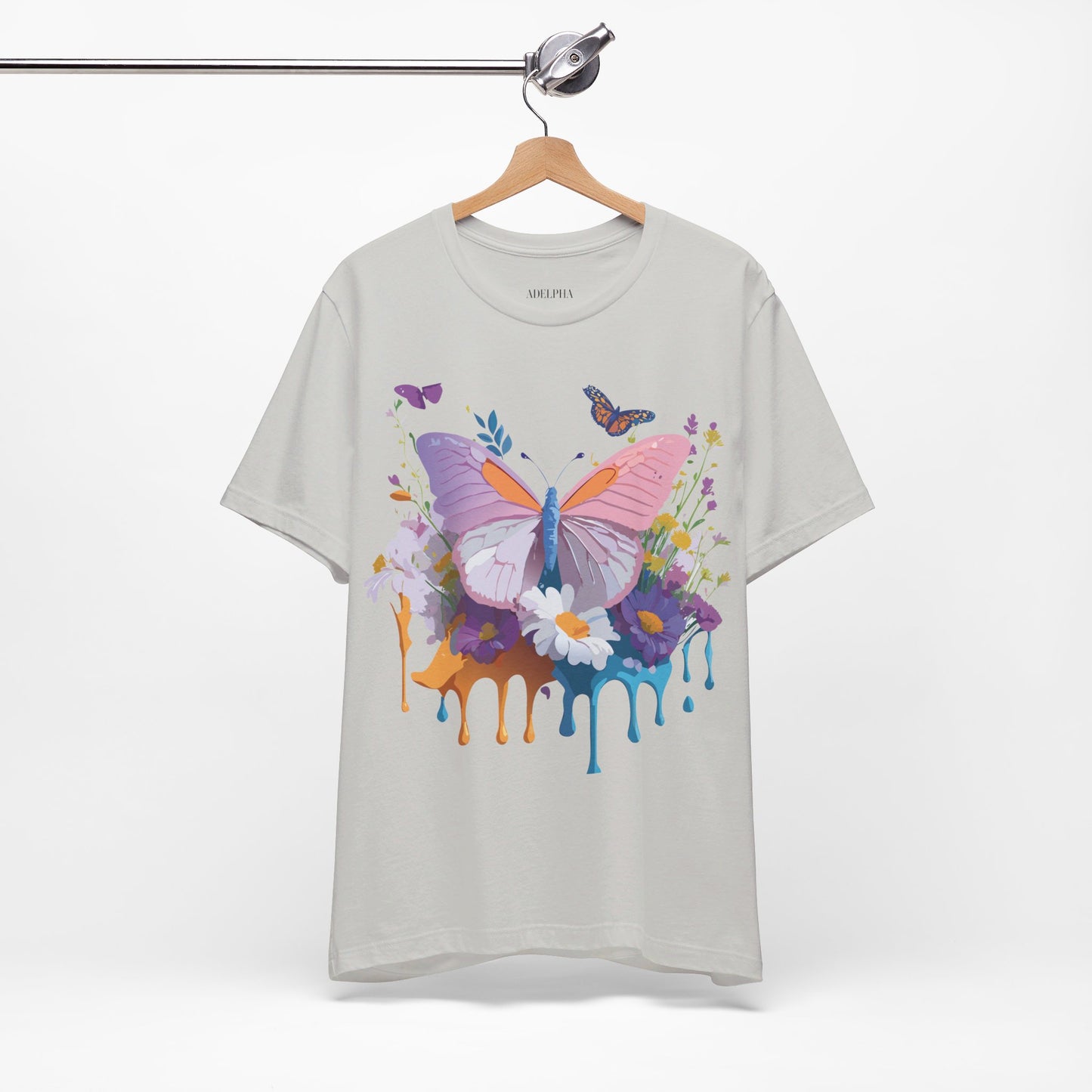 Natural Cotton Tee Shirt with Butterfly