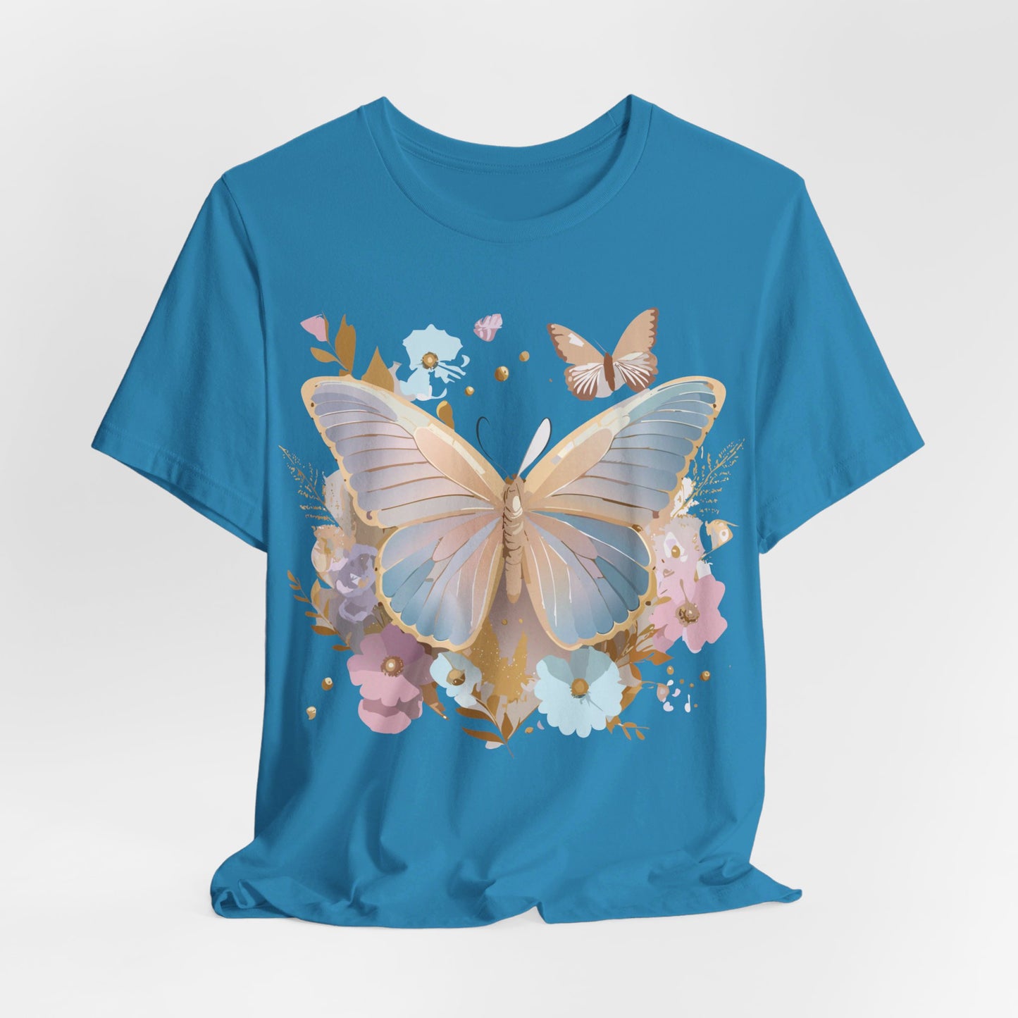 Natural Cotton Tee Shirt with Butterfly