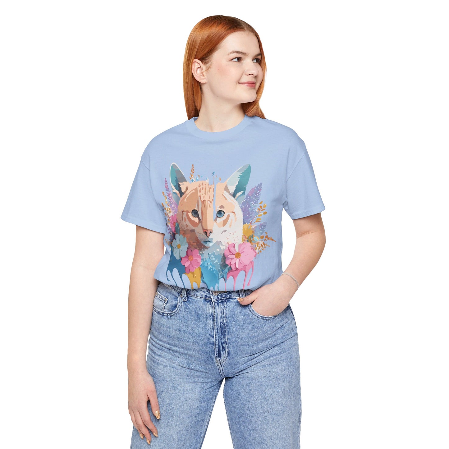 Natural Cotton Tee Shirt with Cat