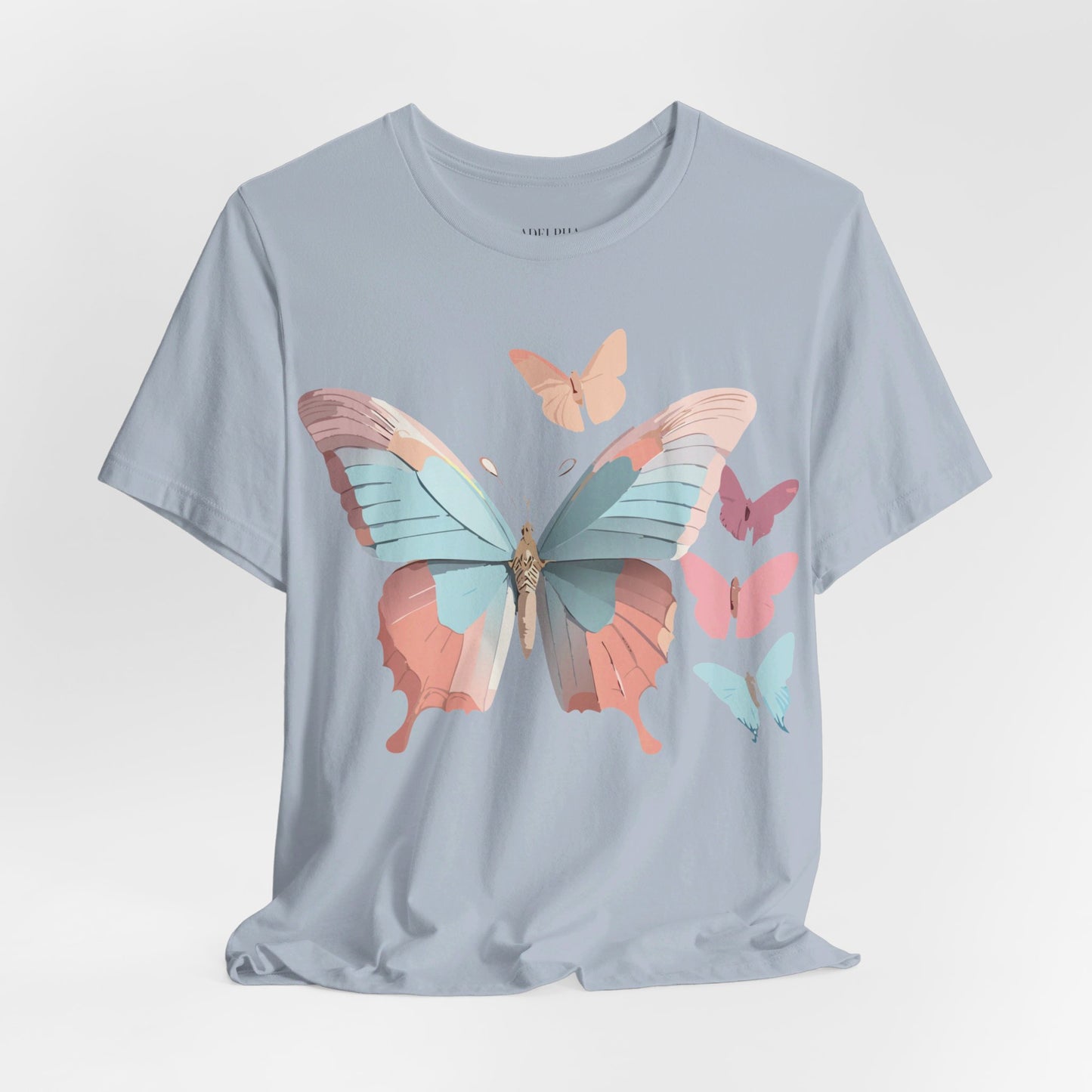 Natural Cotton Tee Shirt with Butterfly